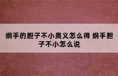 纲手的胆子不小奥义怎么得 纲手胆子不小怎么说